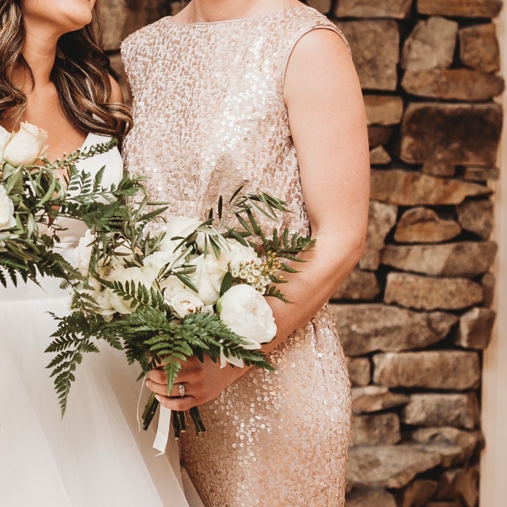 David’s Bridal Gold Sequin Gown - Size Small